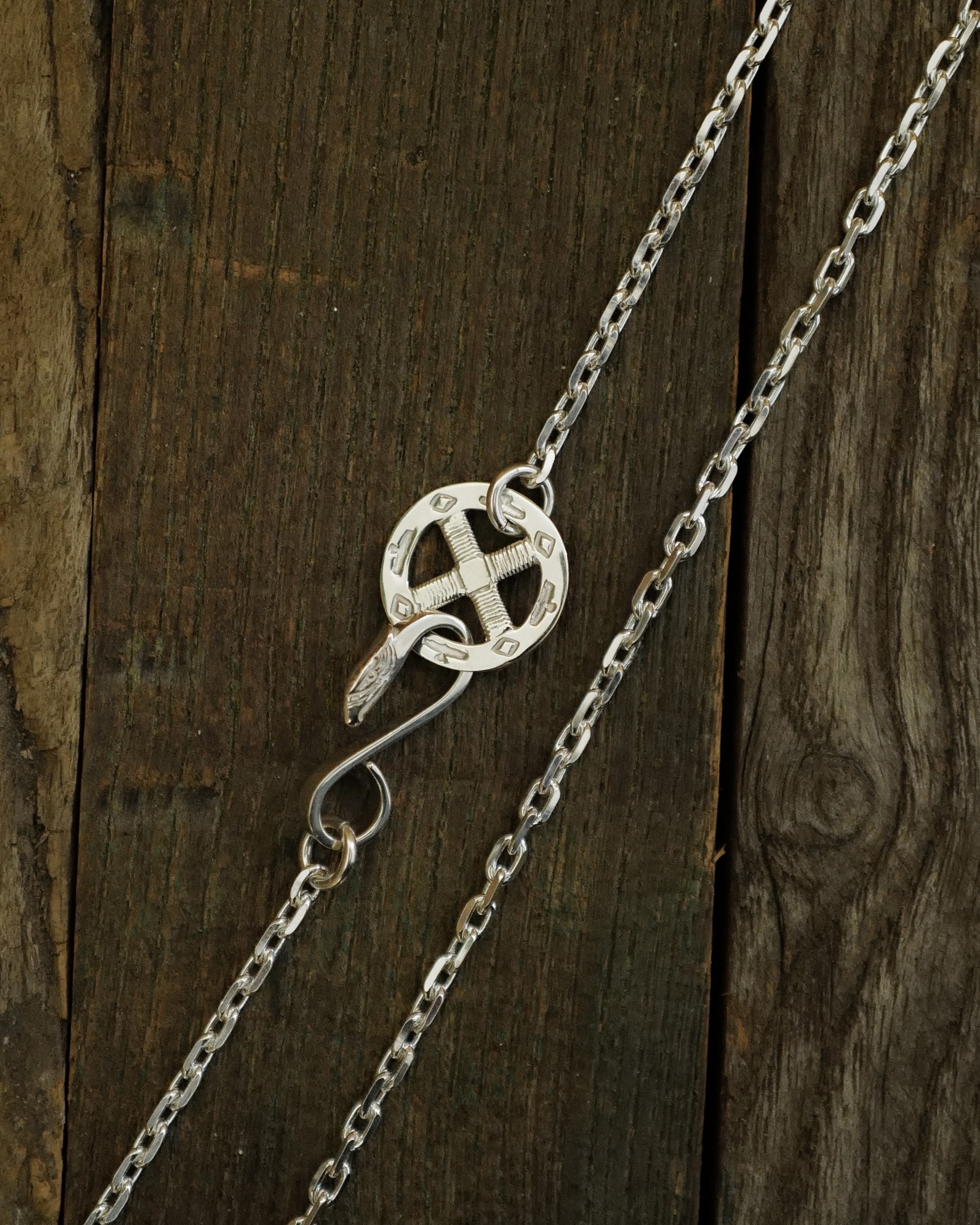 新版銀鷹扣配舊版素輪60CM頸鏈*