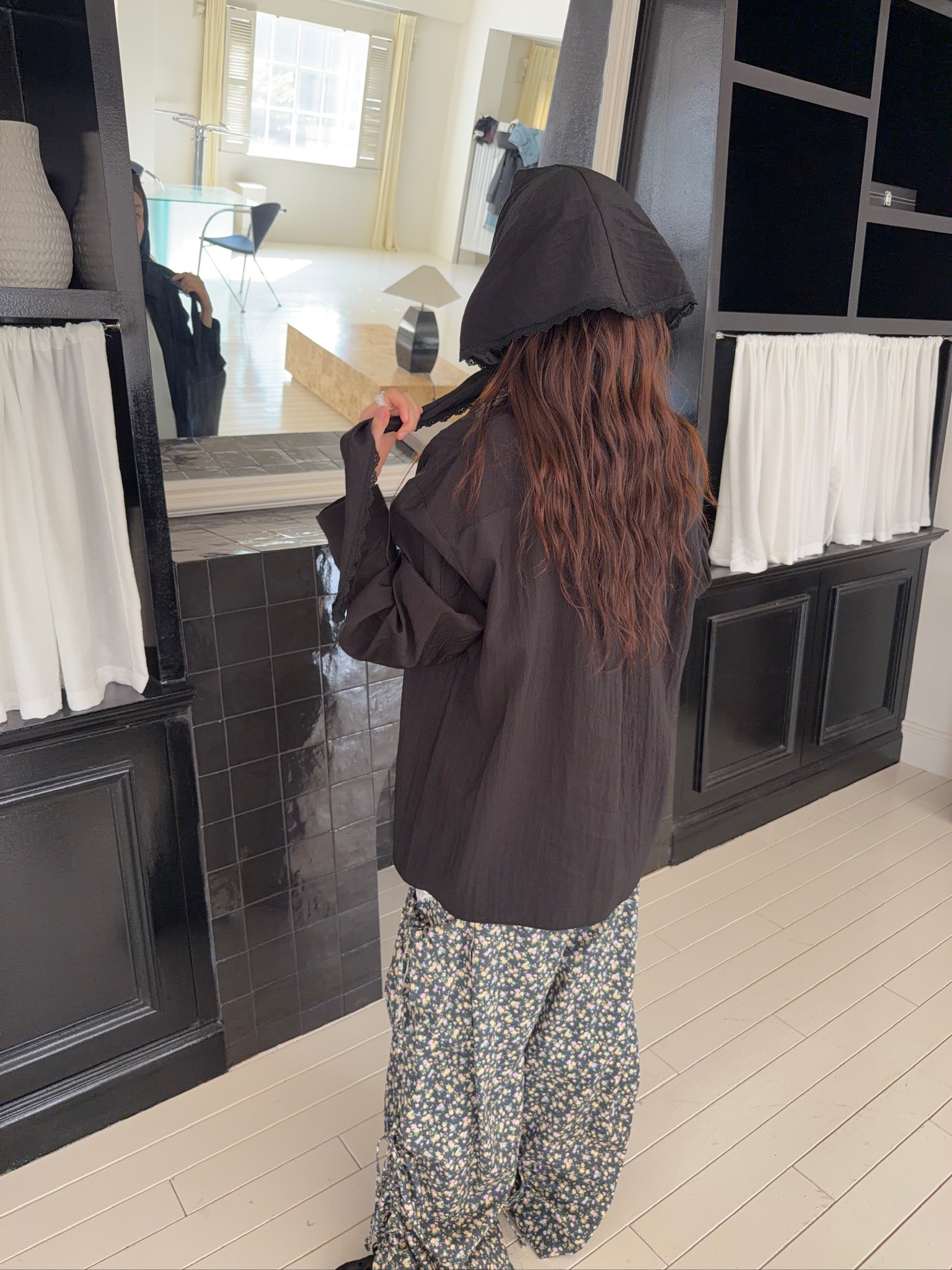 A08/銀河系星群親膚軟料襯衫＋絲巾SET