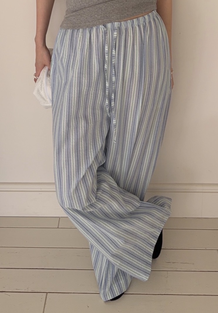 A64/條紋寬鬆休閒長褲