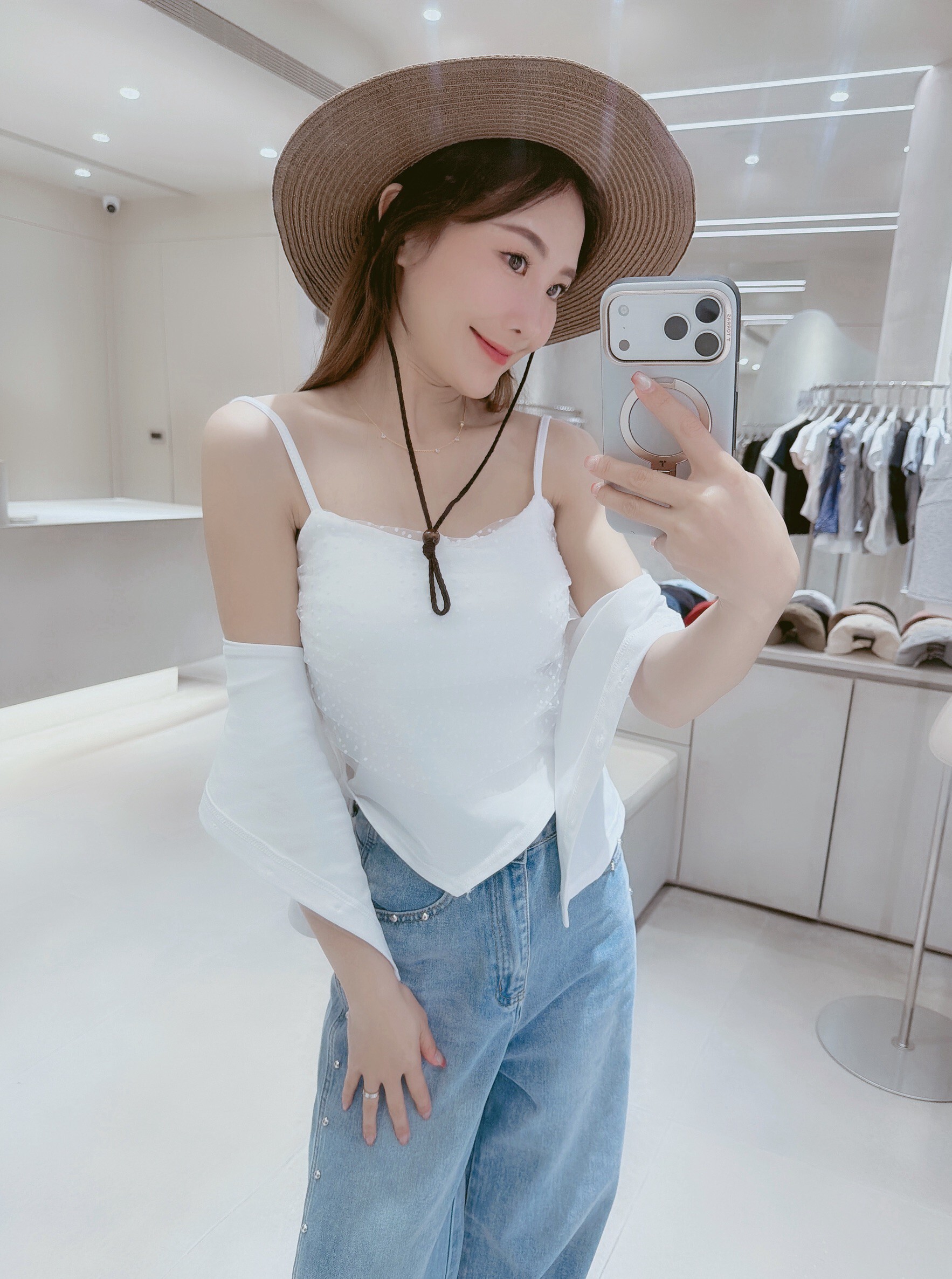 點點透紗背心+短袖外套