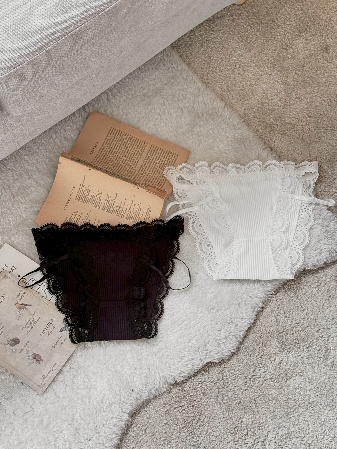 蕾絲純慾系 鏤空花邊棉質小褲2colors