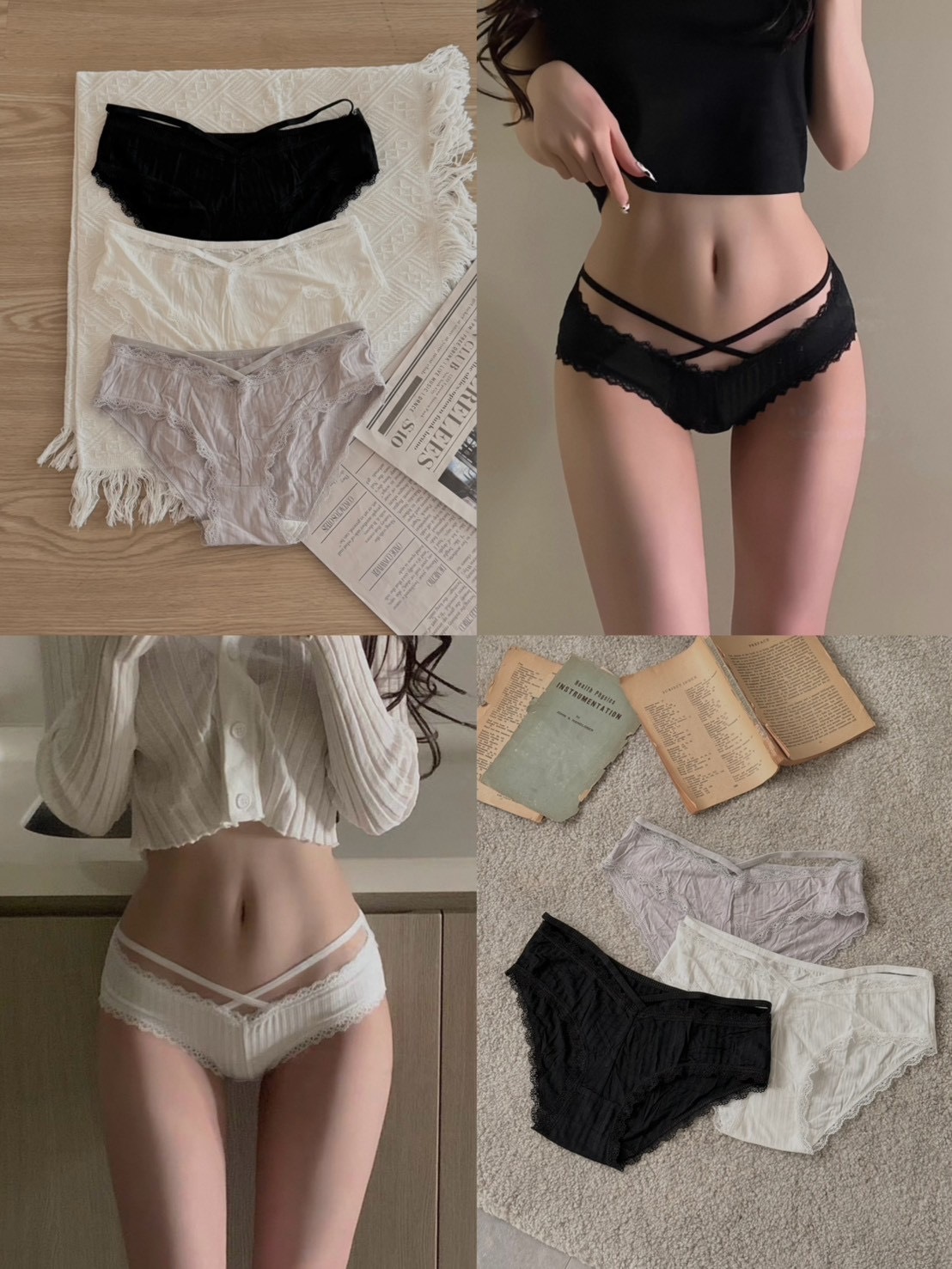 日常心機 交叉綁帶純棉小褲3colors