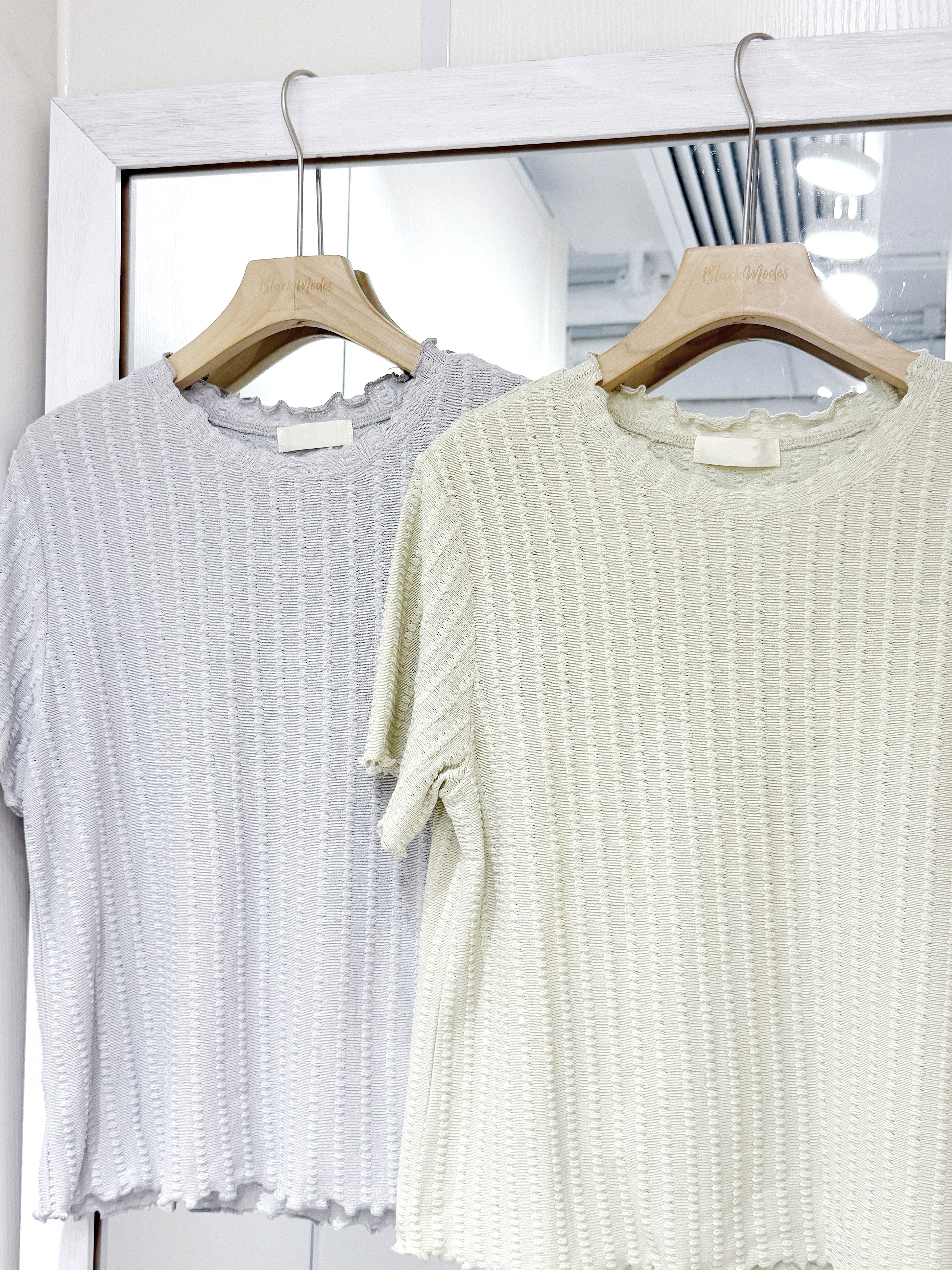 EA1266｜質感粒粒紋木耳邊短袖上衣⋆.˚🦋🍃✨