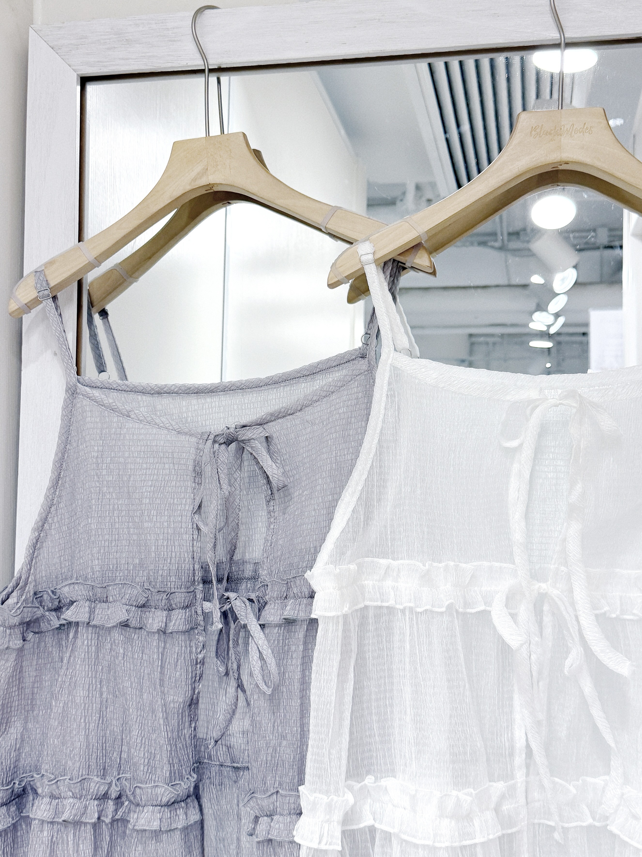 EA1268｜小知性暗暗格ruffle雙綁帶透視吊帶外搭‧₊˚🖇️✩ ₊˚