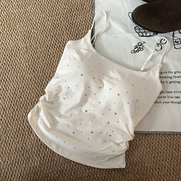 肩可調側抓皺鑽鑽罩杯背心 372