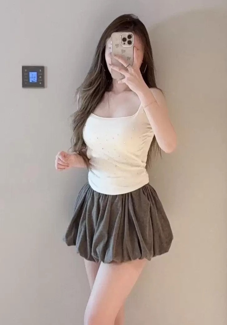 肩可調側抓皺鑽鑽罩杯背心 372