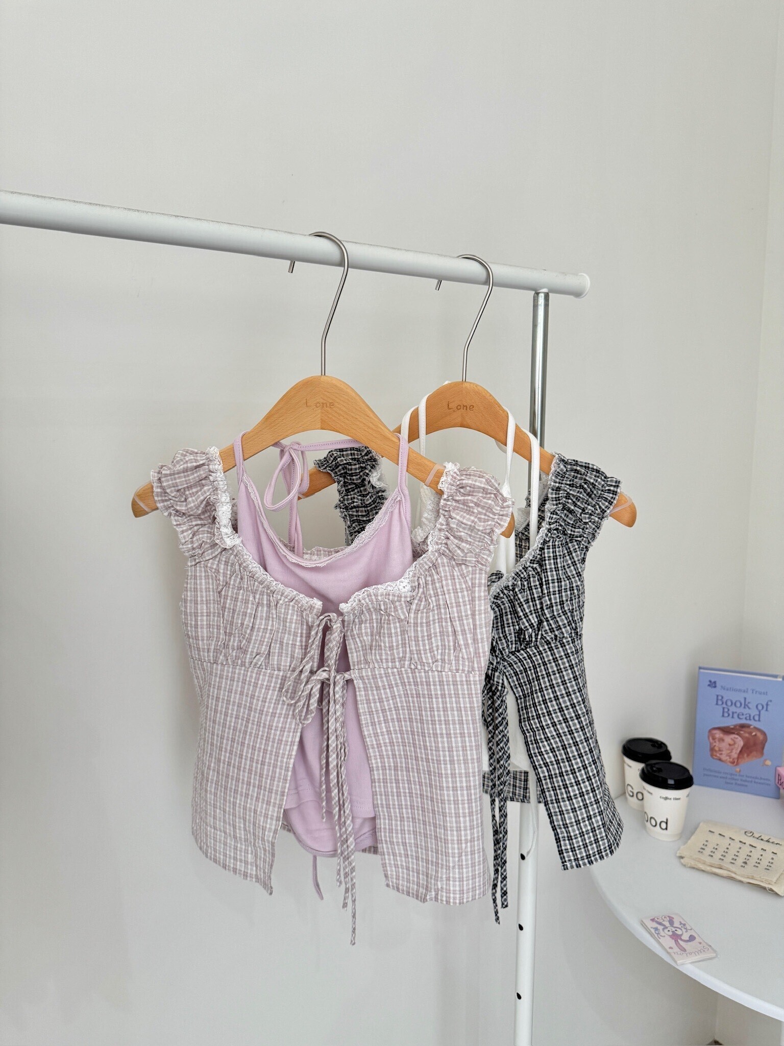 荷葉邊格紋兩件式背心