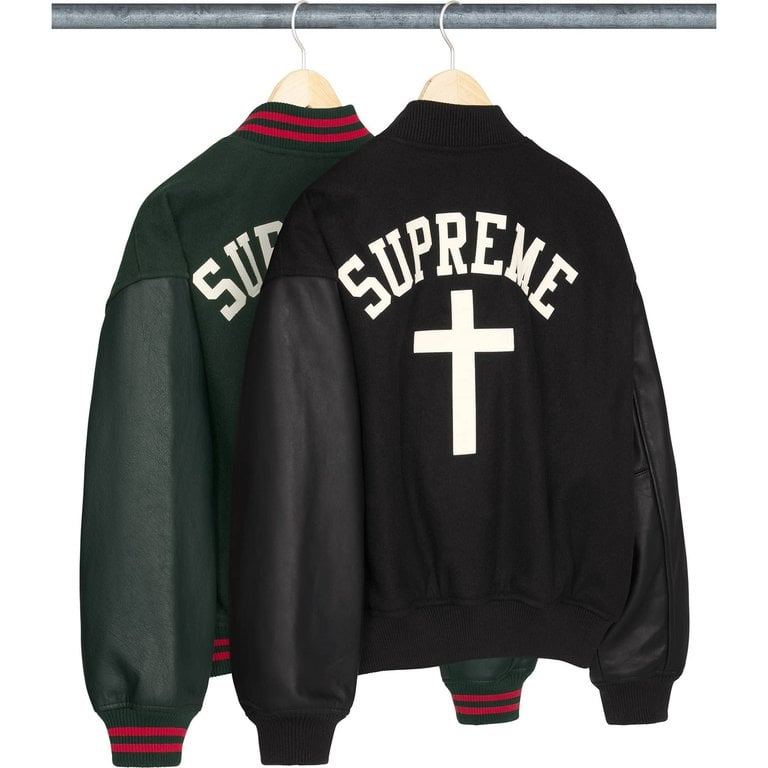 『即將到貨』2026SS Supreme Cross Varsity Jacket 十字架 皮袖 棒球 外套 現貨 SS26J20