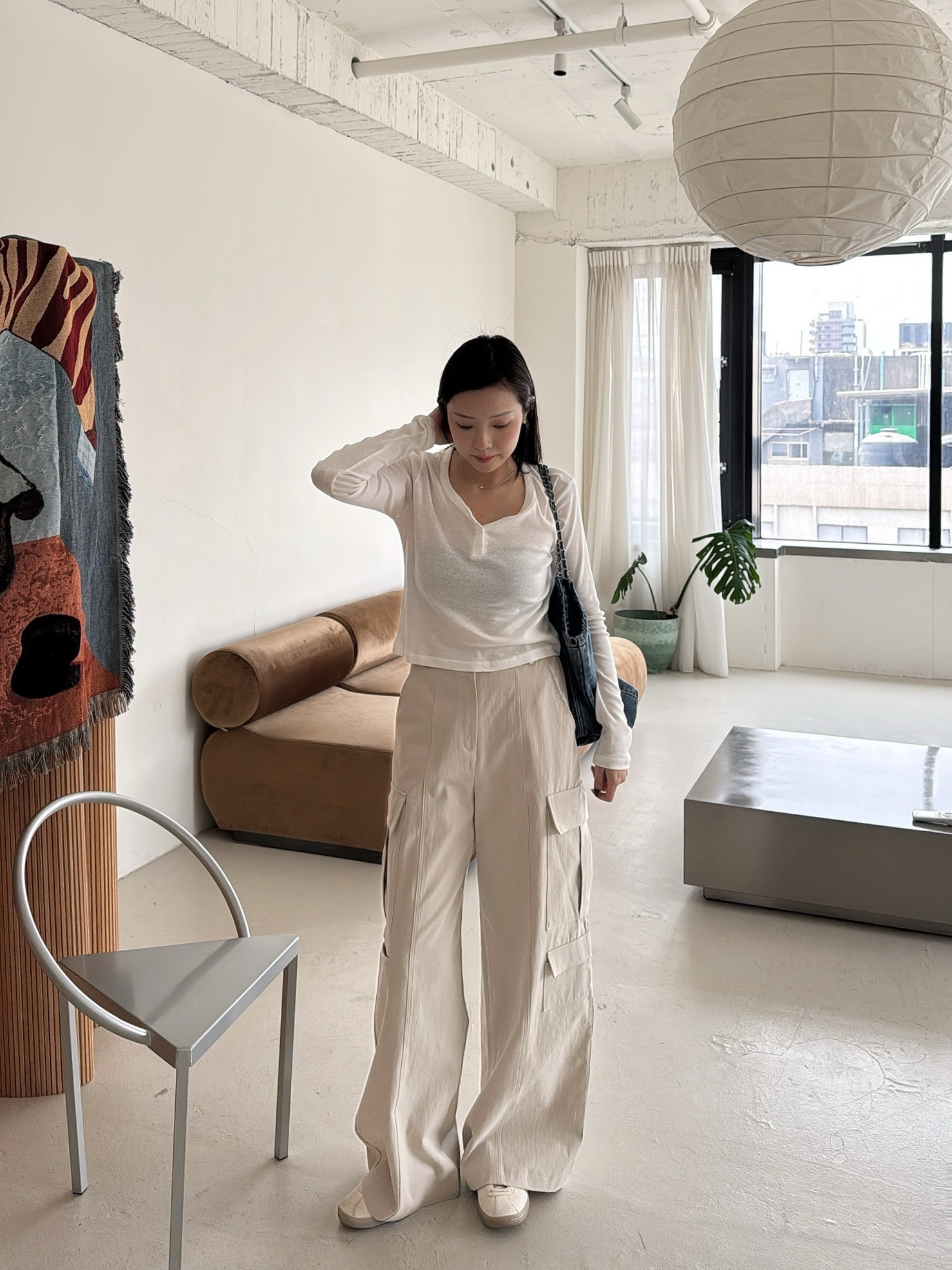 E06 (版型超好)工裝長褲(白/米)