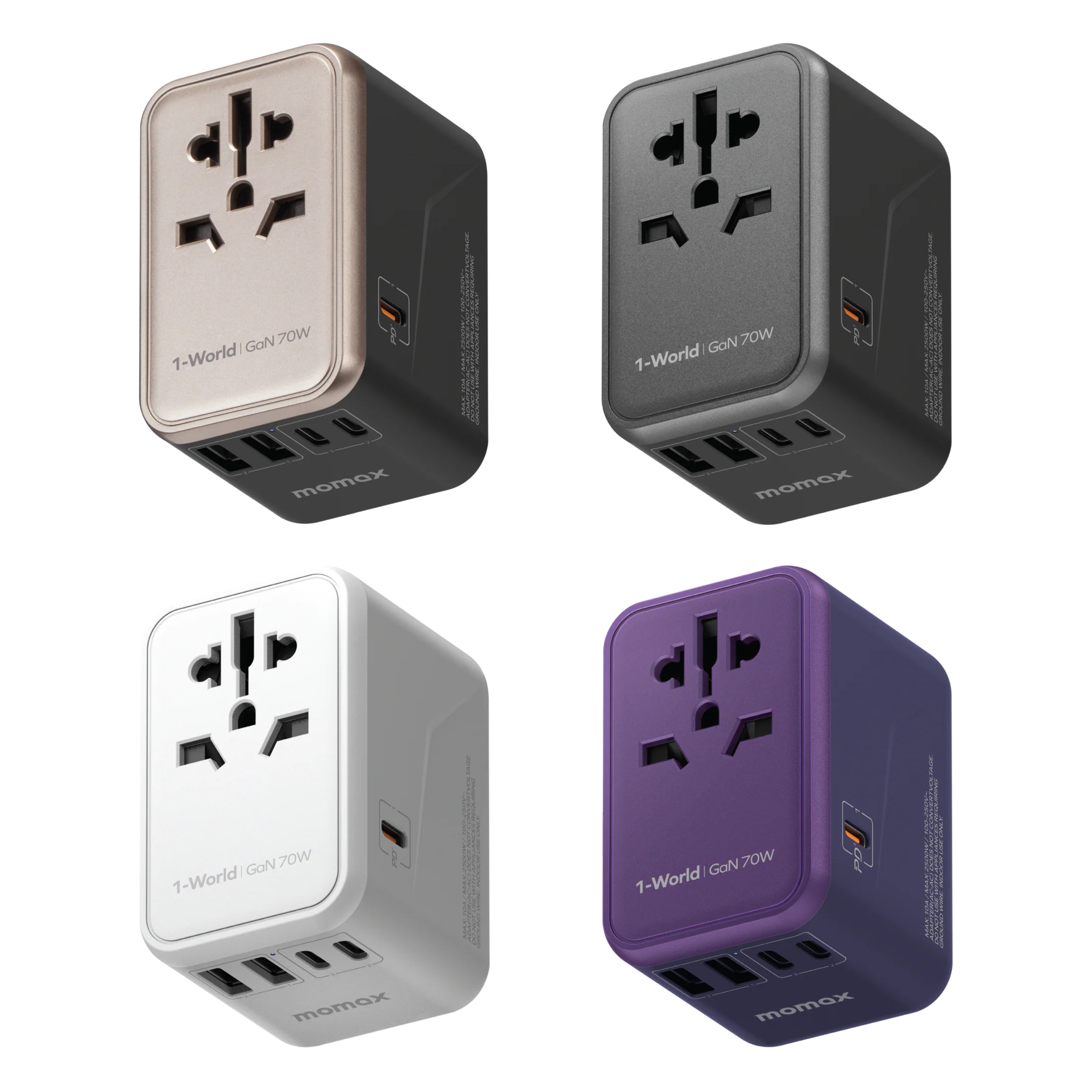 Momax 1-World 70W GaN 通用旅行轉插