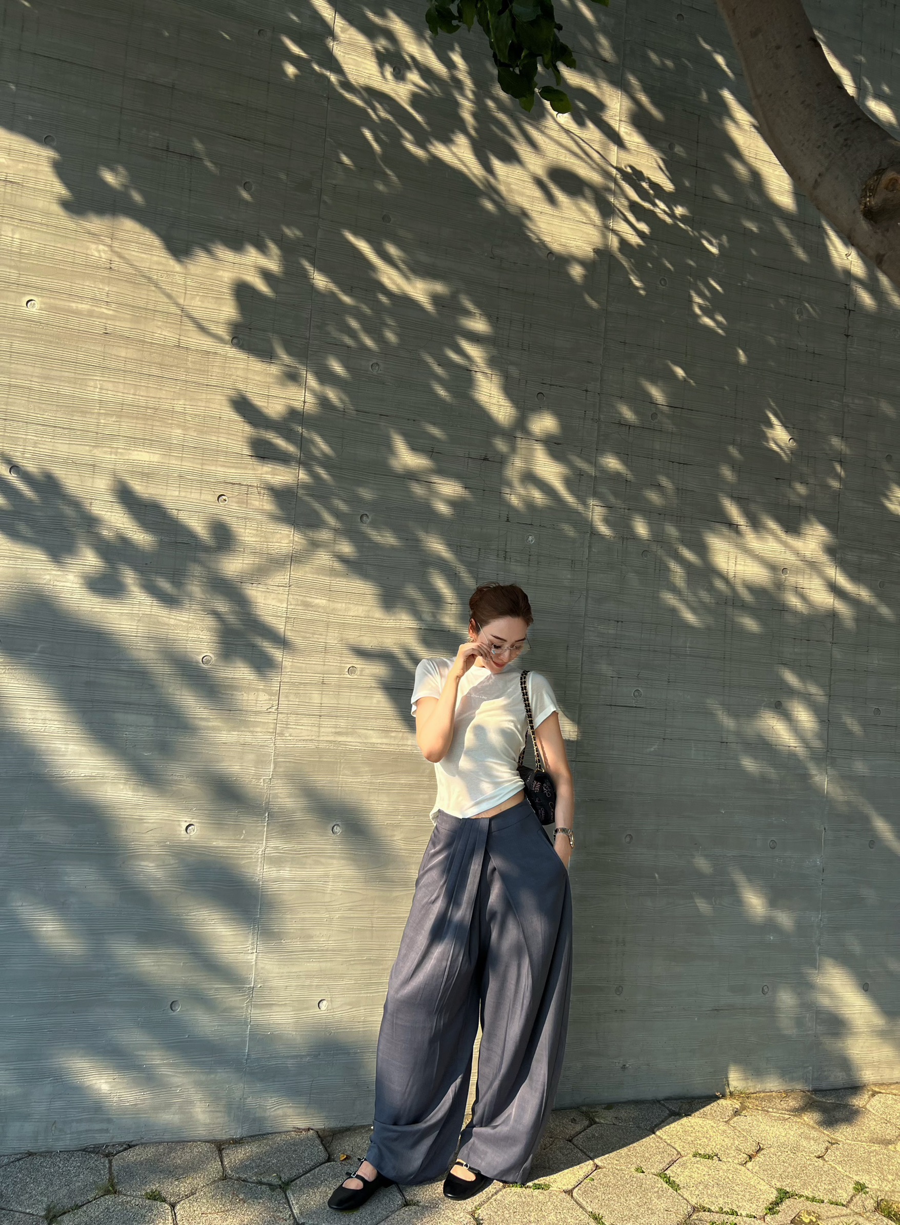 設計款鐵灰西裝寬褲