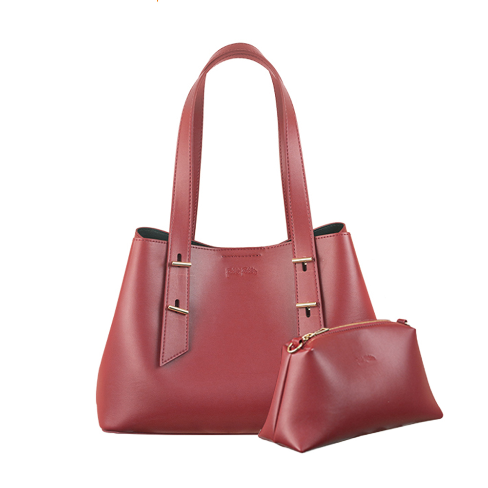 【Folli Follie 芙麗芙麗】休閒 時尚 紅色 牛皮 手提 子母包 托特包 SB23SHP004RD