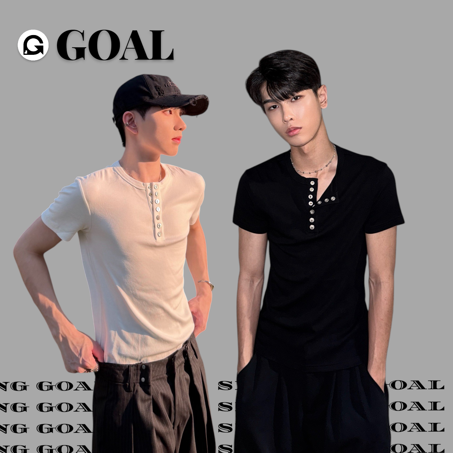 (GOAL) 亨利領鈕扣剪裁上衣 CKC T186