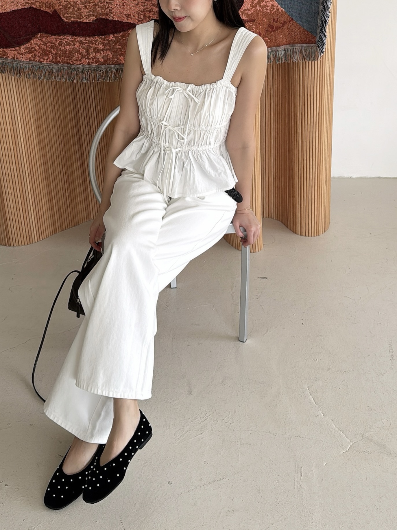 E13 皺皺背心 (黑/白/紅)