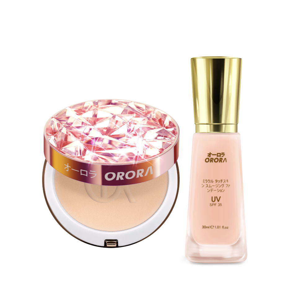YB009 Orora 奇蹟親肌柔滑粉底液(SPF 35) 30ML + 膠原霧緻控油粉餅 (SPF 50+PA+++) #01