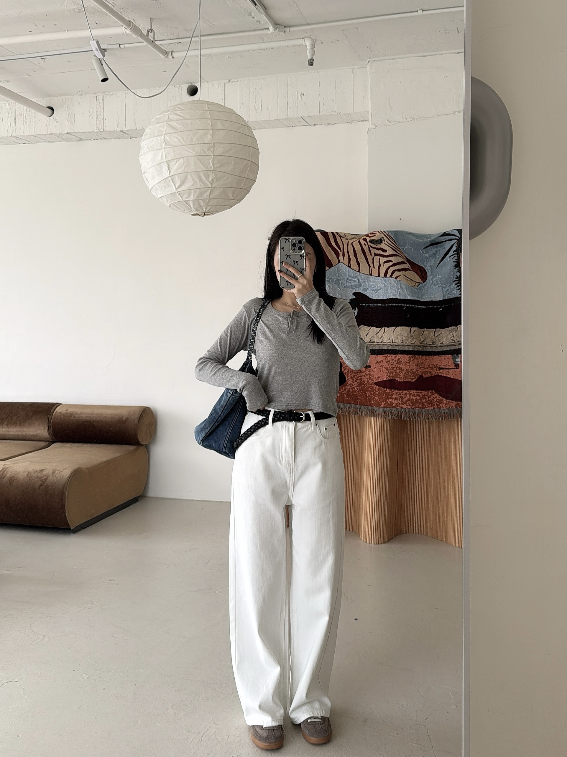 E12 直筒休閒長褲 S/M/L (黑/灰米/白)