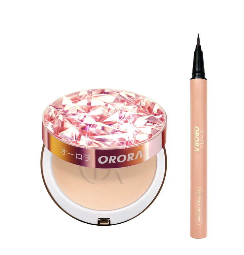 YB011 Orora 膠原霧緻控油粉餅 x1 + 0.1mm特細刷液型 液體眼線筆-啡 x1