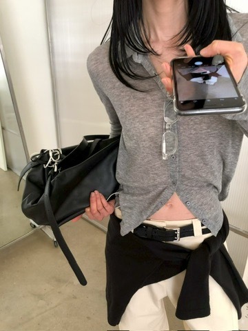 E04 透膚休閒小領上衣(深藍/灰/黑)