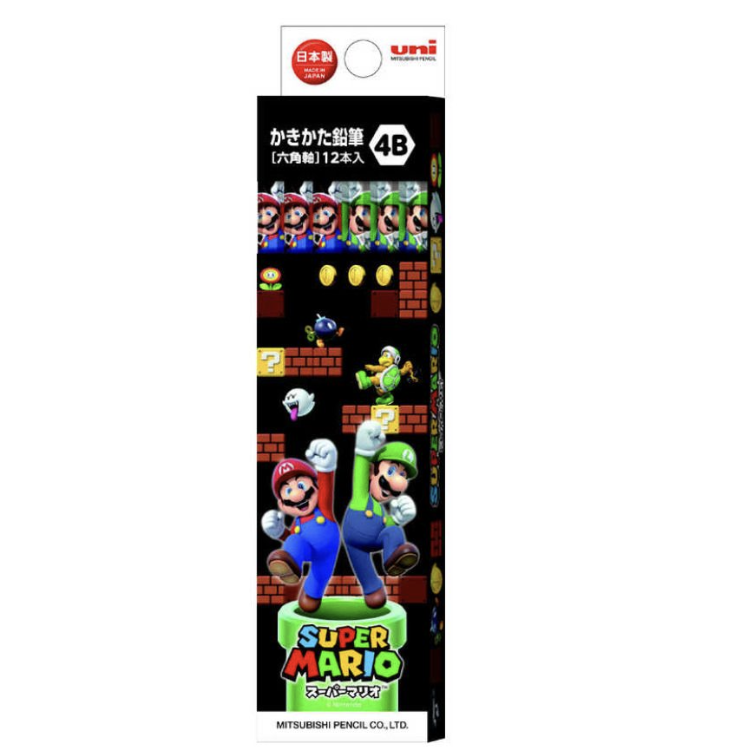 Super Mario 六角軸4B鉛筆 12支