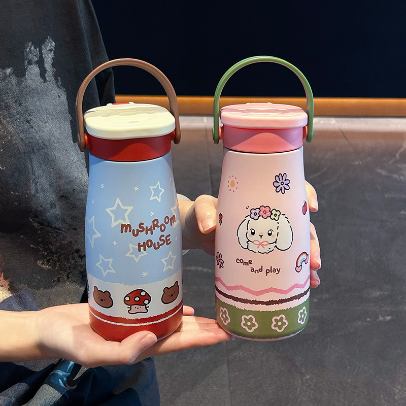 《6682》卡哇依動物塗鴉不鏽鋼保溫杯  600ml