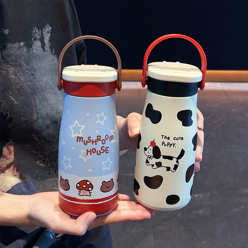 《6682》卡哇依動物塗鴉不鏽鋼保溫杯  600ml