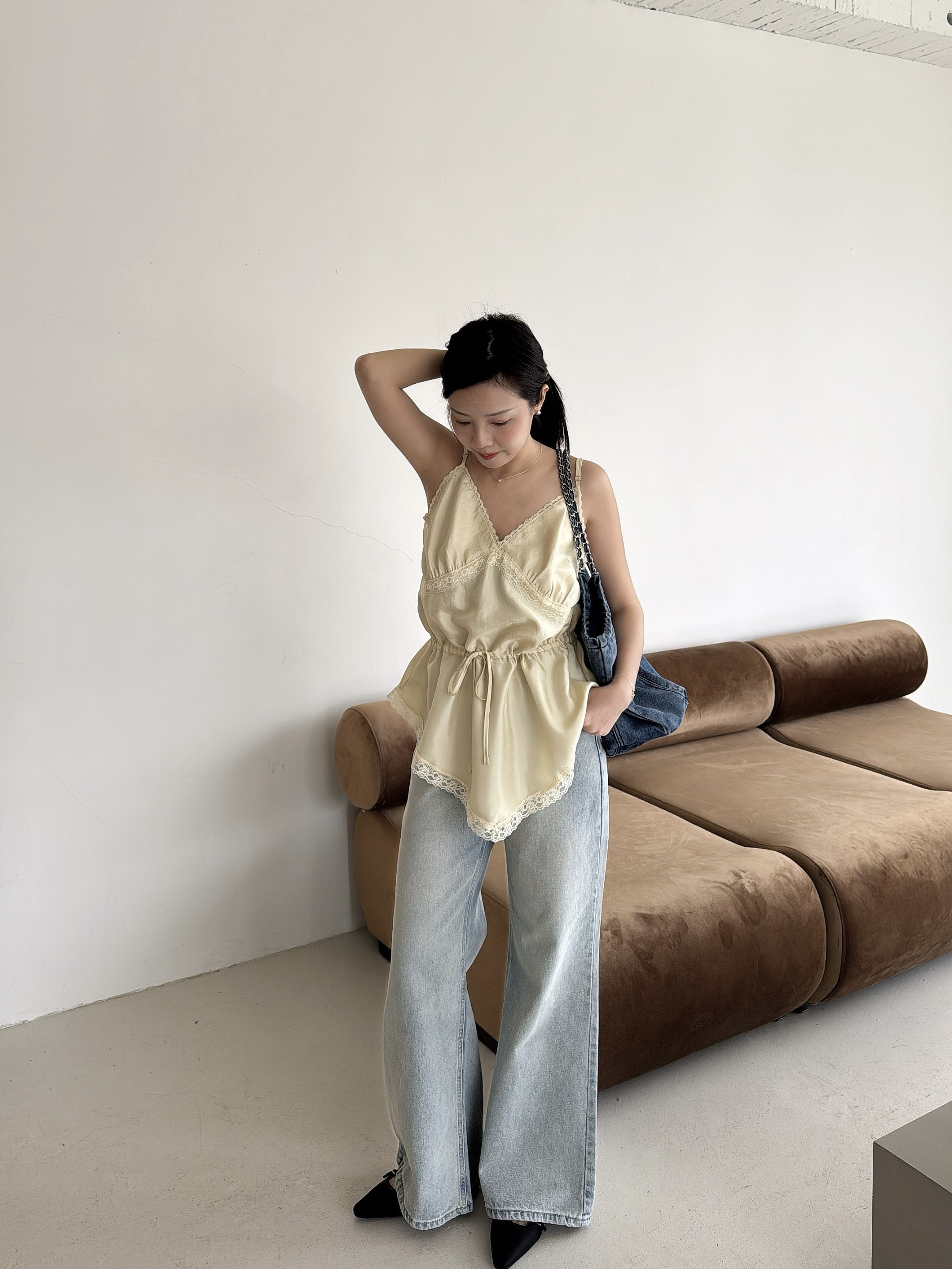 E10 水泥灰藍牛仔長褲S/M