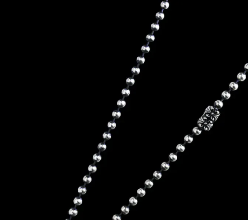 FCT-122 Cross Skull Pendant/Chrome Ball Chain Necklace 5mm 26"