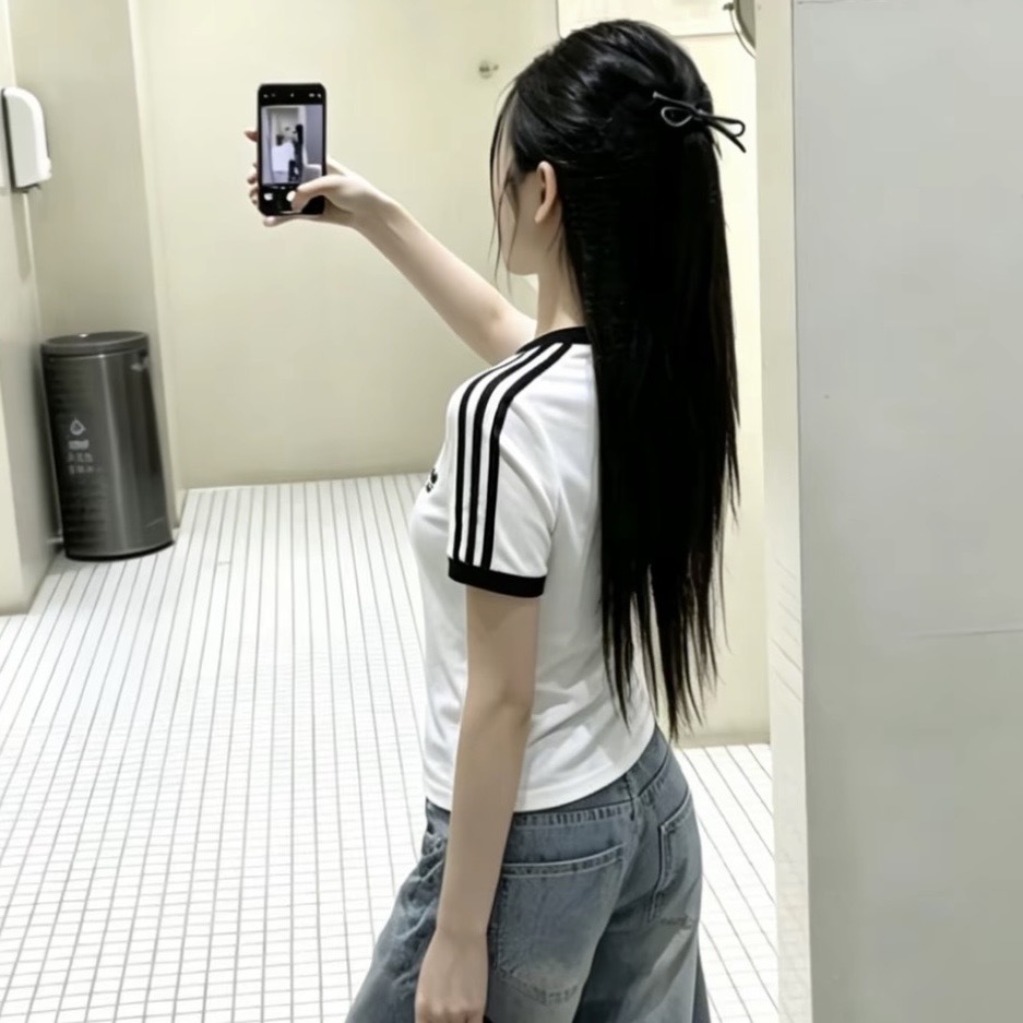 ADIDAS ORIGINALS 撞色領 修身 短袖 上衣 兩色 三葉草 KD7980黑/KD3683白