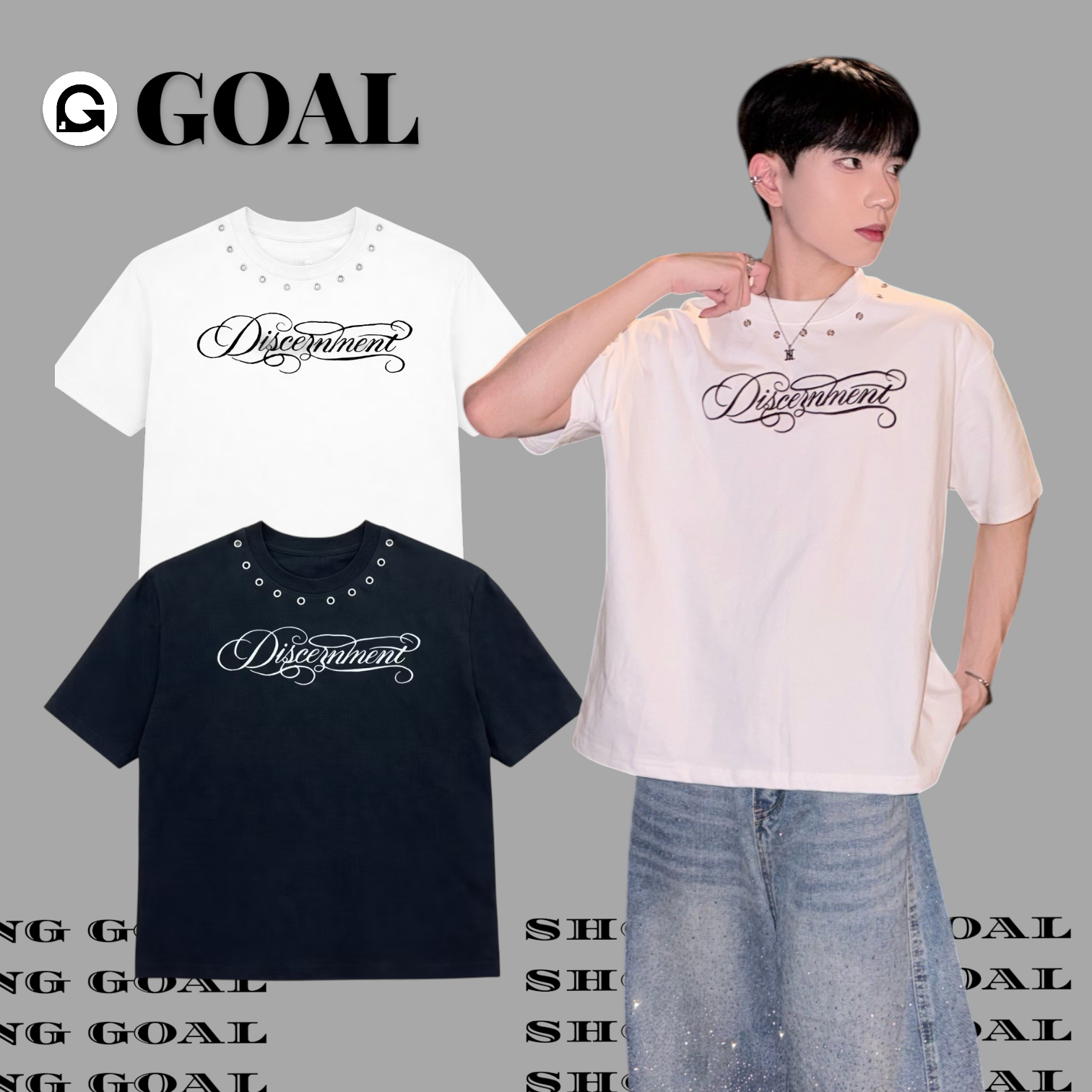 (GOAL) DISCERNMENT DCM 氣眼 鉚釘 五金 草寫字體 BOXY 短寬版型 DCM-T19