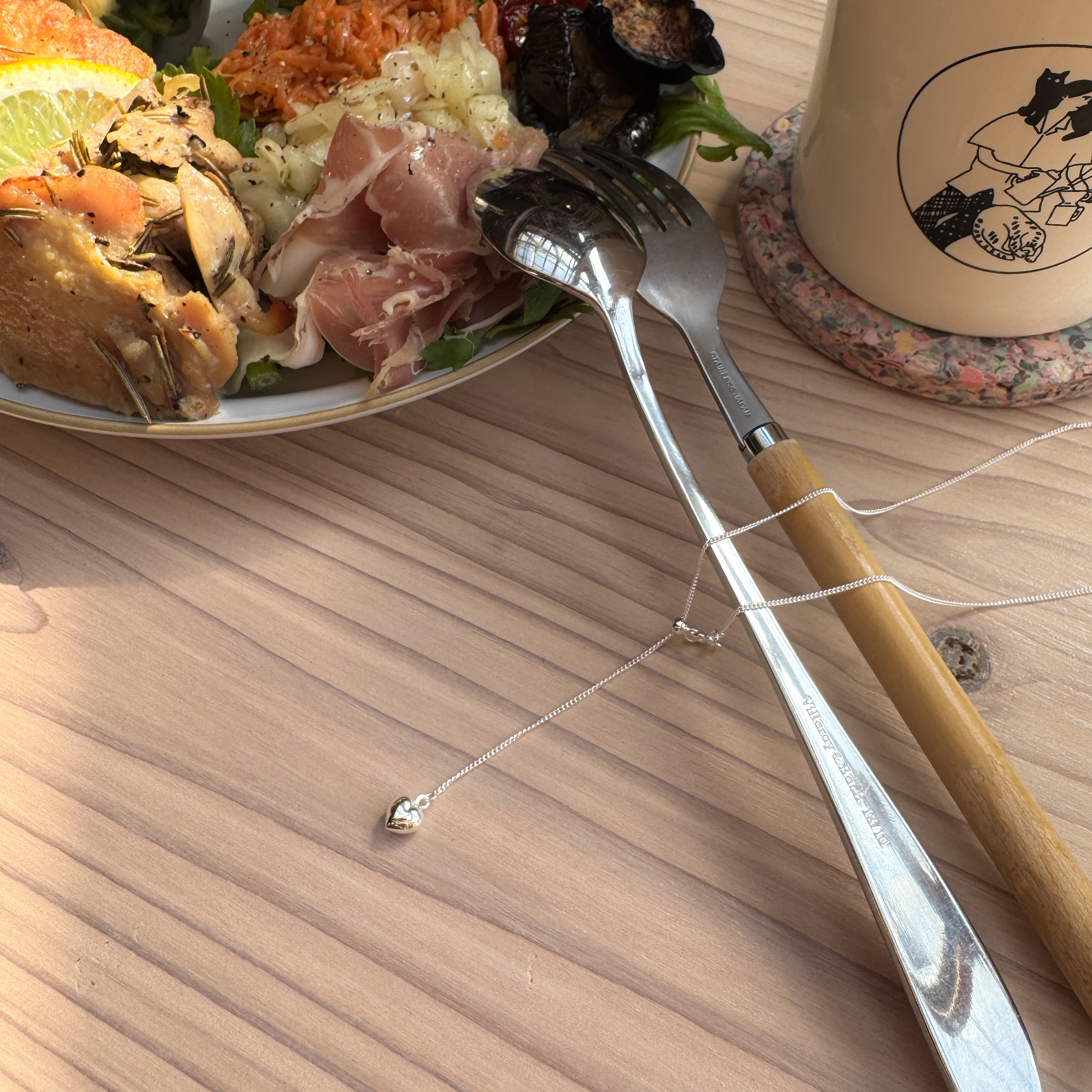 伸縮心心吊鏈925純銀頸鏈