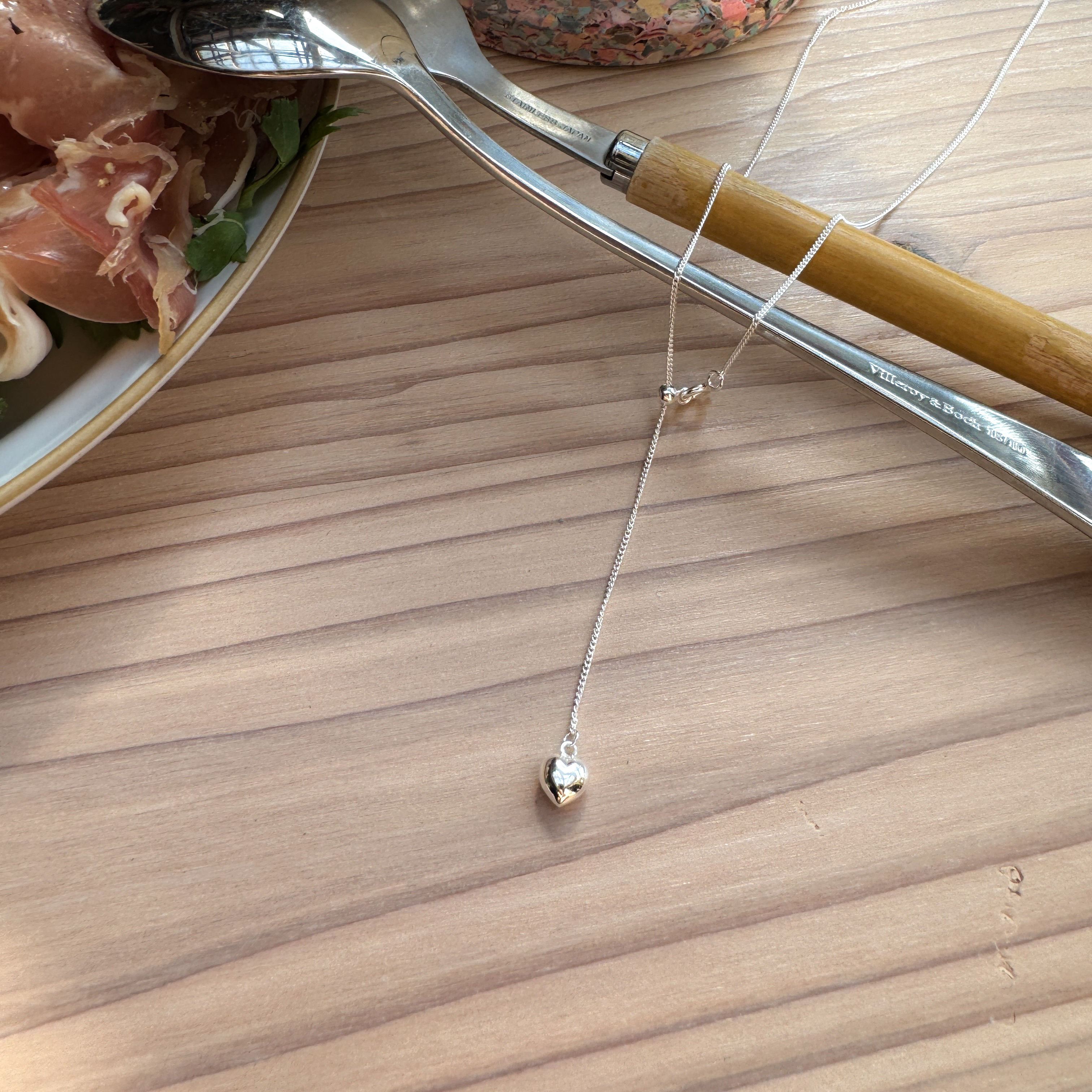 伸縮心心吊鏈925純銀頸鏈