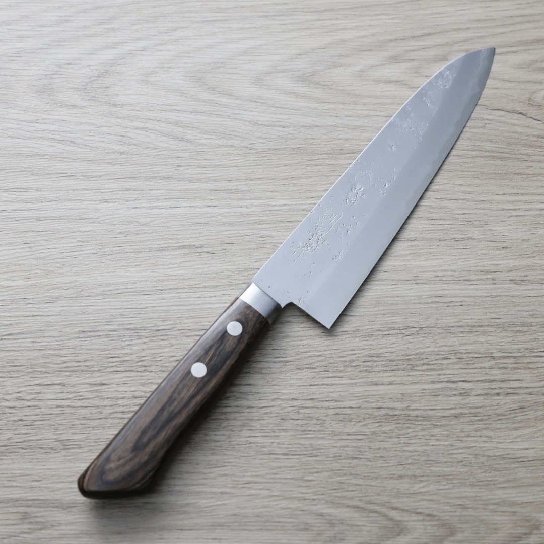 增谷訓生 牛刀 180mm VG10鋼 鎚目大馬士革 雪華 蘇格蘭柄
