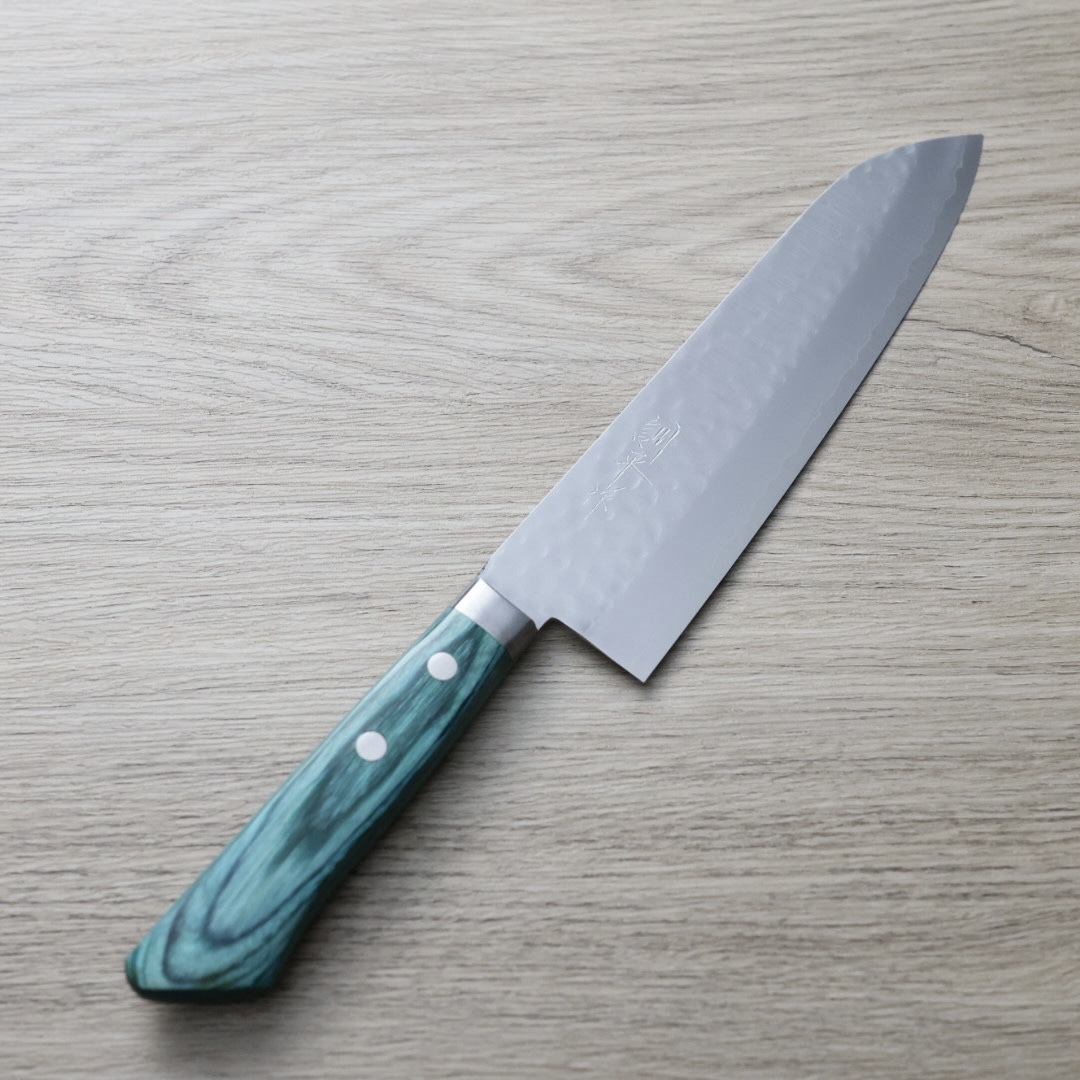增谷訓生 牛刀 180mm VG1鋼 鎚目 綠柄