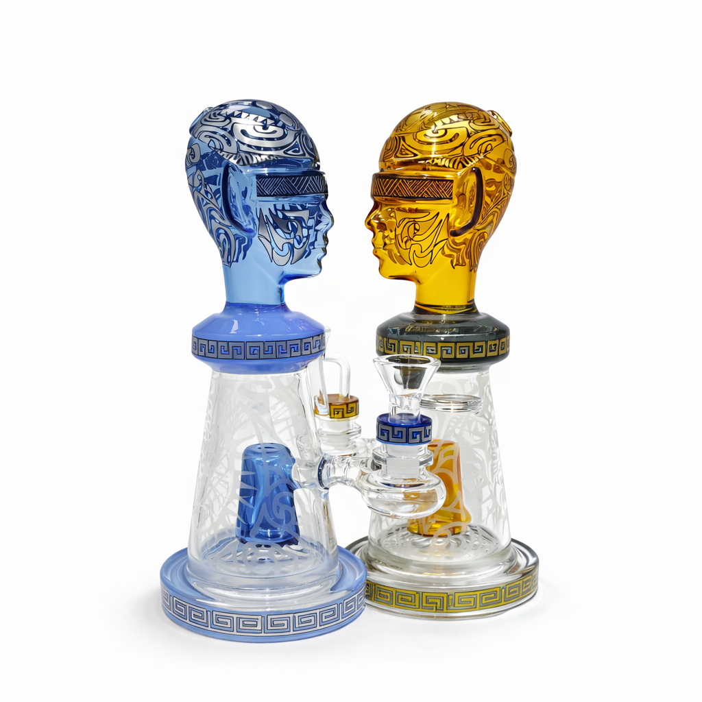 SWP124 Ancient Egypt Head Glass Bong 埃及頭像玻璃水煙壺(21 CM)