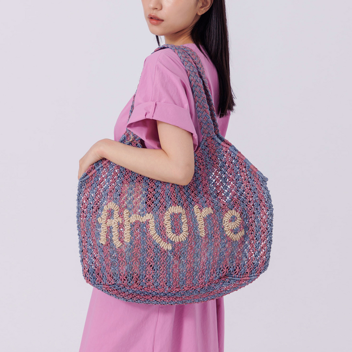 Amore 編織包-Dora-灰藍&紫丁香