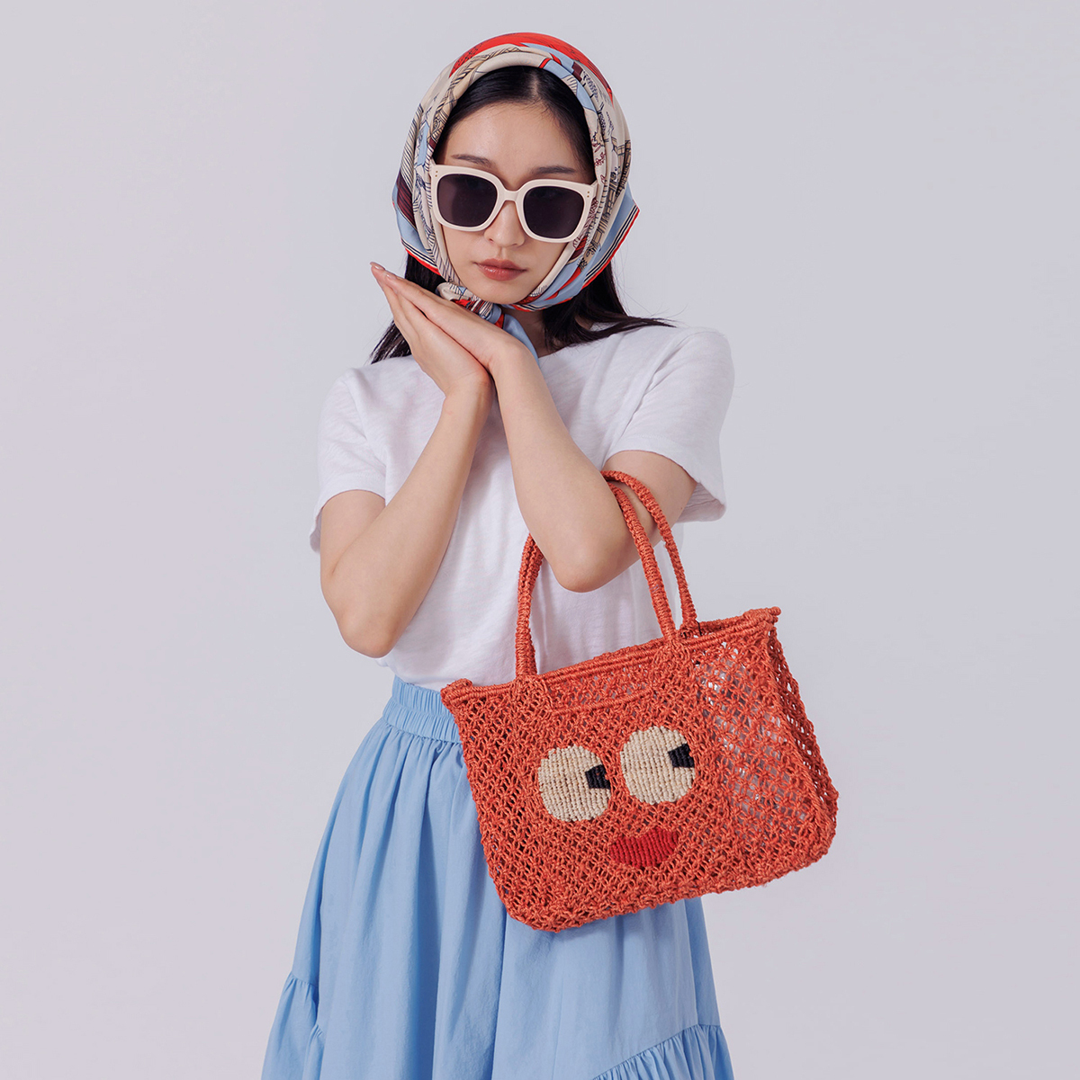 Big Eyes 編織包-Florence Tracy-蜜桃橘