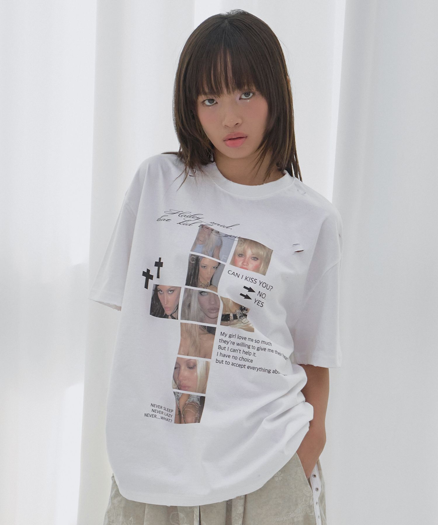 FANCY CLUB 破壞感 Fearless T恤 白色 F26QB050WH