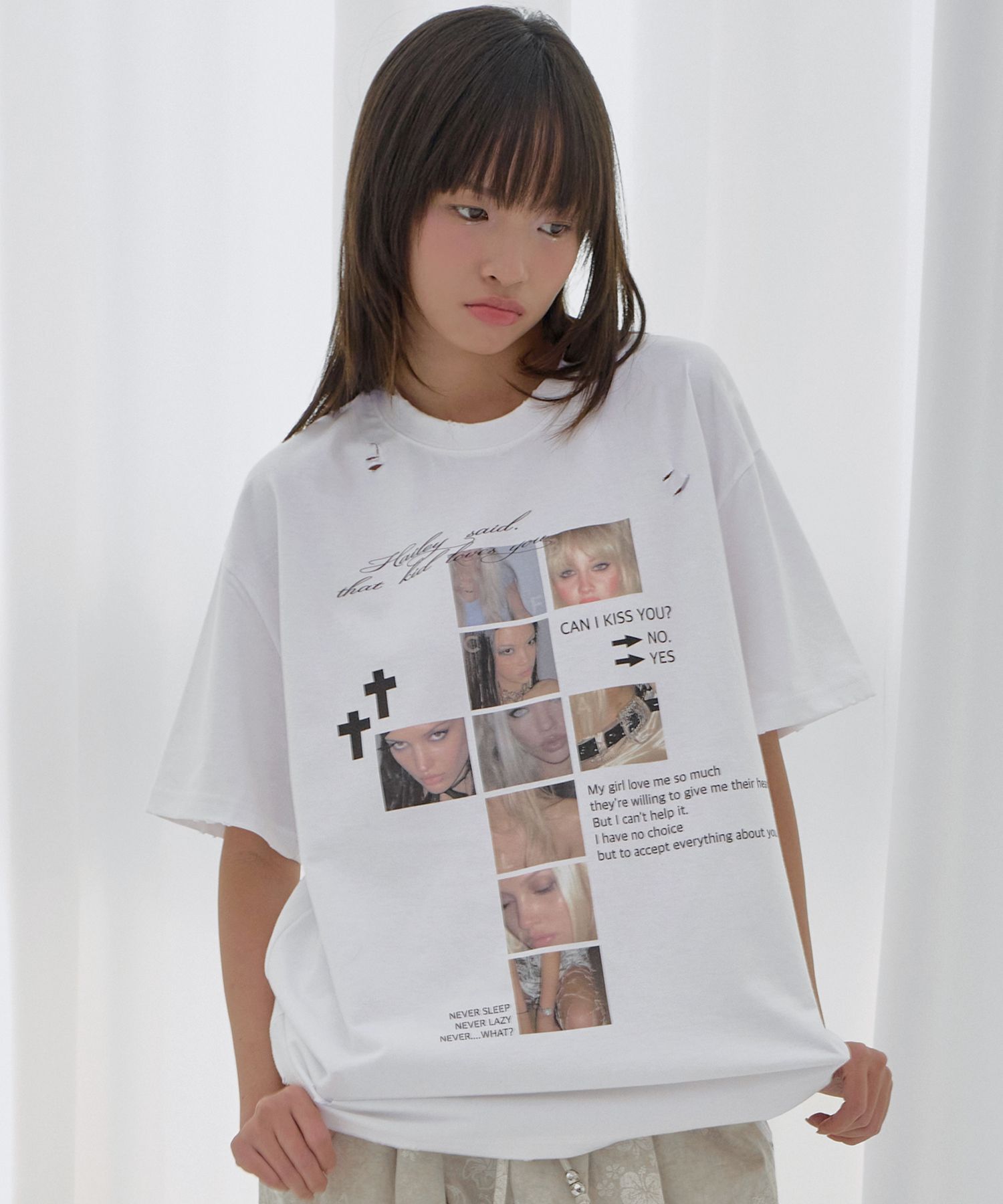 FANCY CLUB 破壞感 Fearless T恤 白色 F26QB050WH