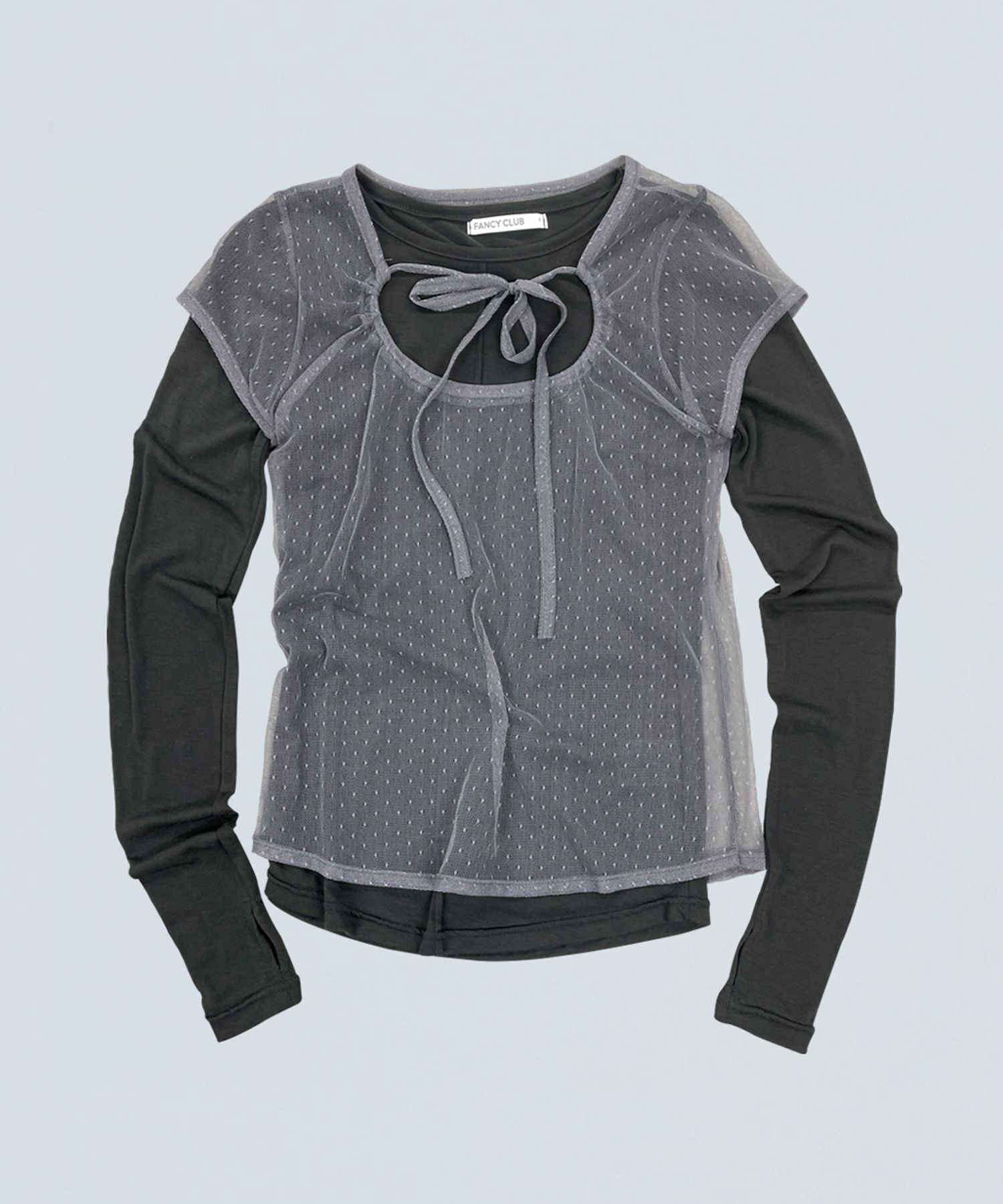 FANCY CLUB 3-Way 點點疊穿長袖上衣 灰色 F24ZB071GR