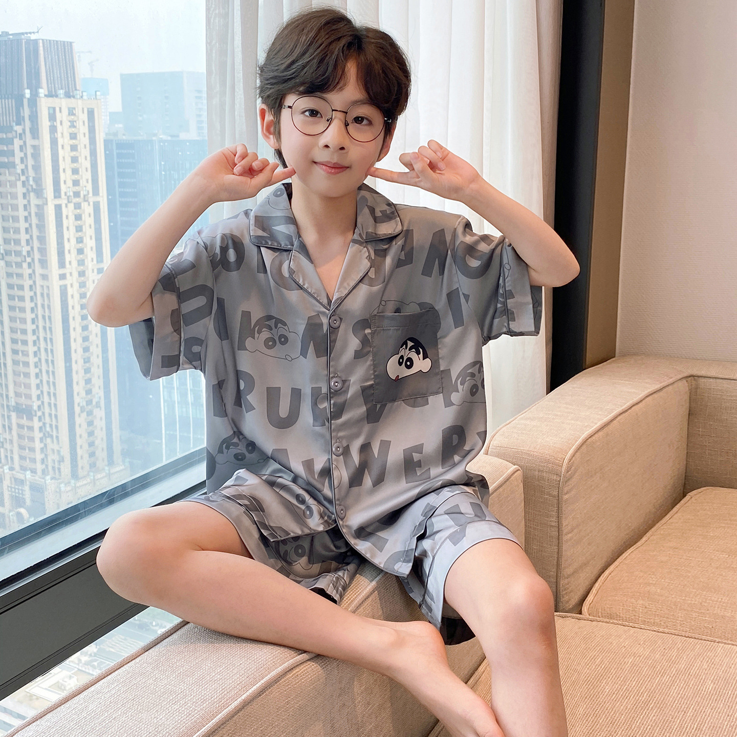 【蠟筆小新】潮流字母開襟套裝（親子款）