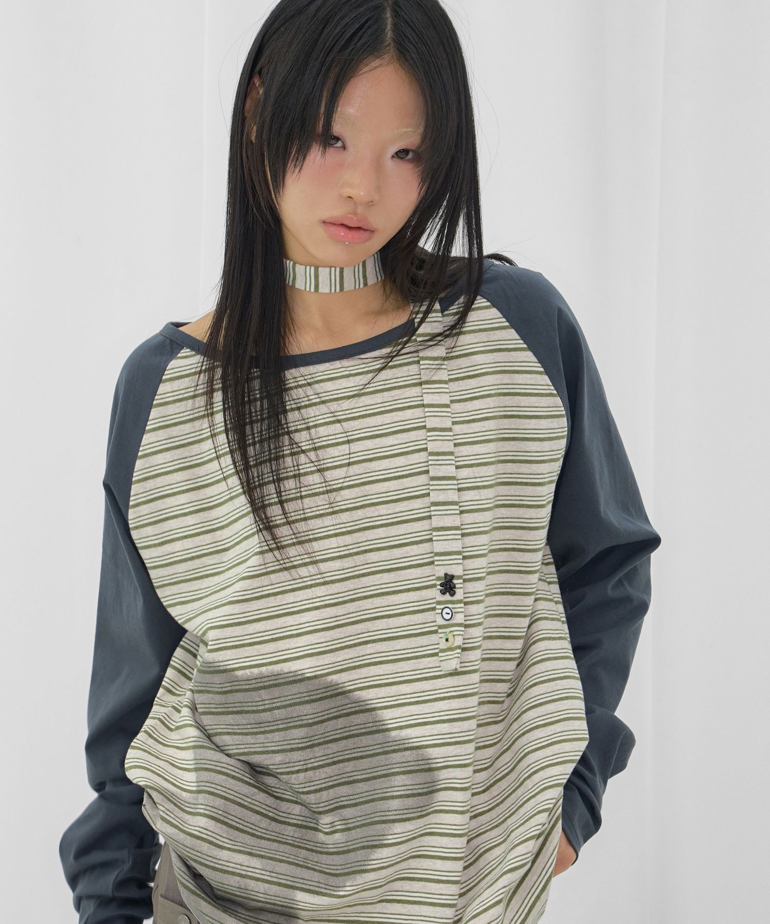 FANCY CLUB My Bear 露肩上衣 (綠色) F26QB043GN