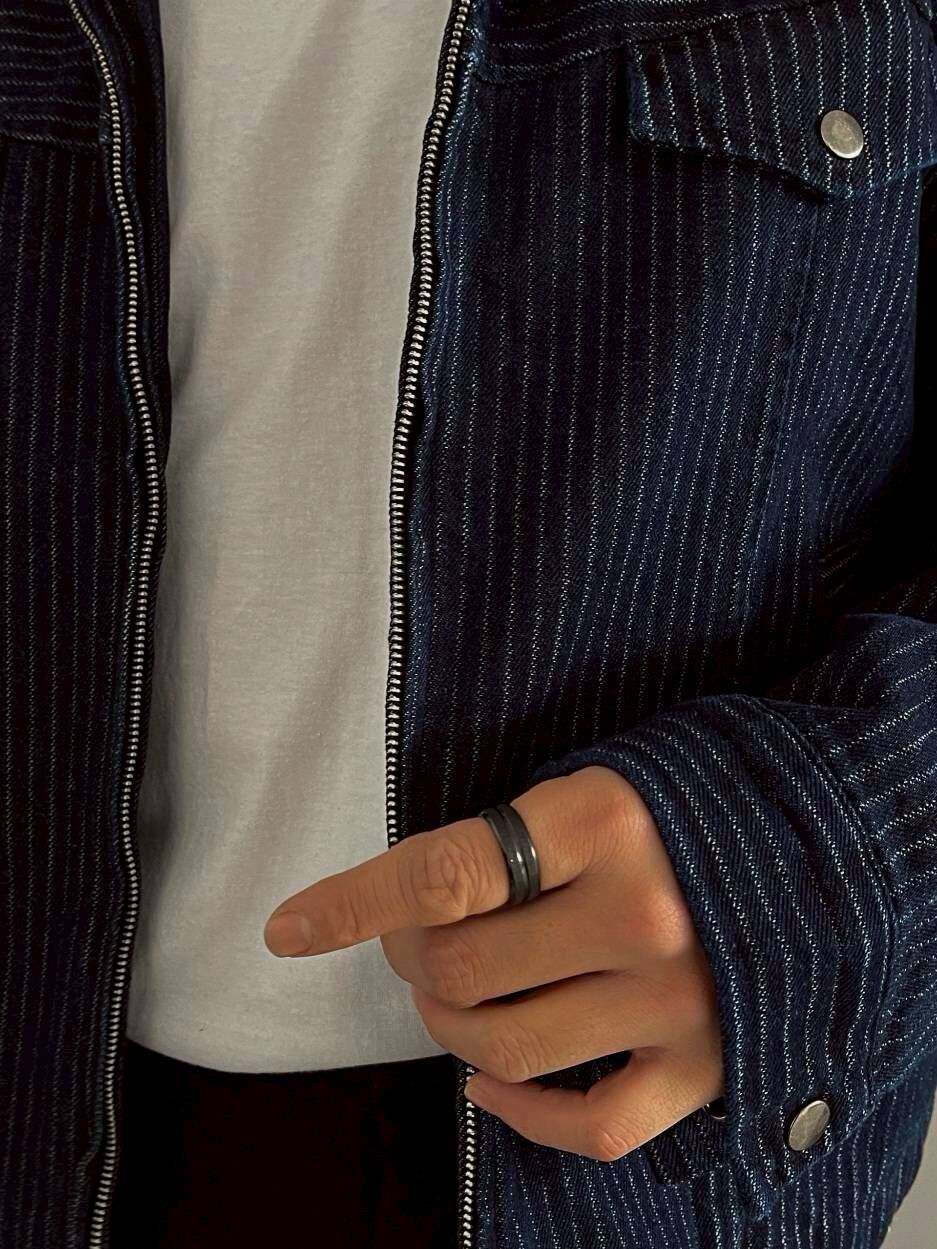 午夜條紋牛仔夾克