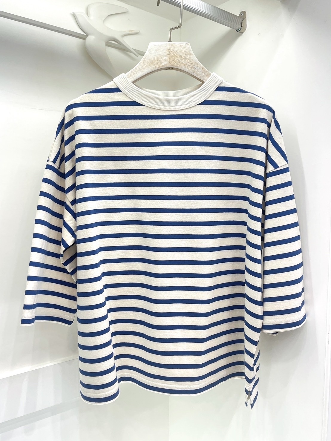 DAYS 7/8 袖條紋寬套頭衫