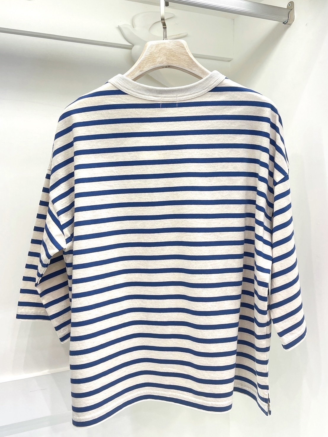 DAYS 7/8 袖條紋寬套頭衫