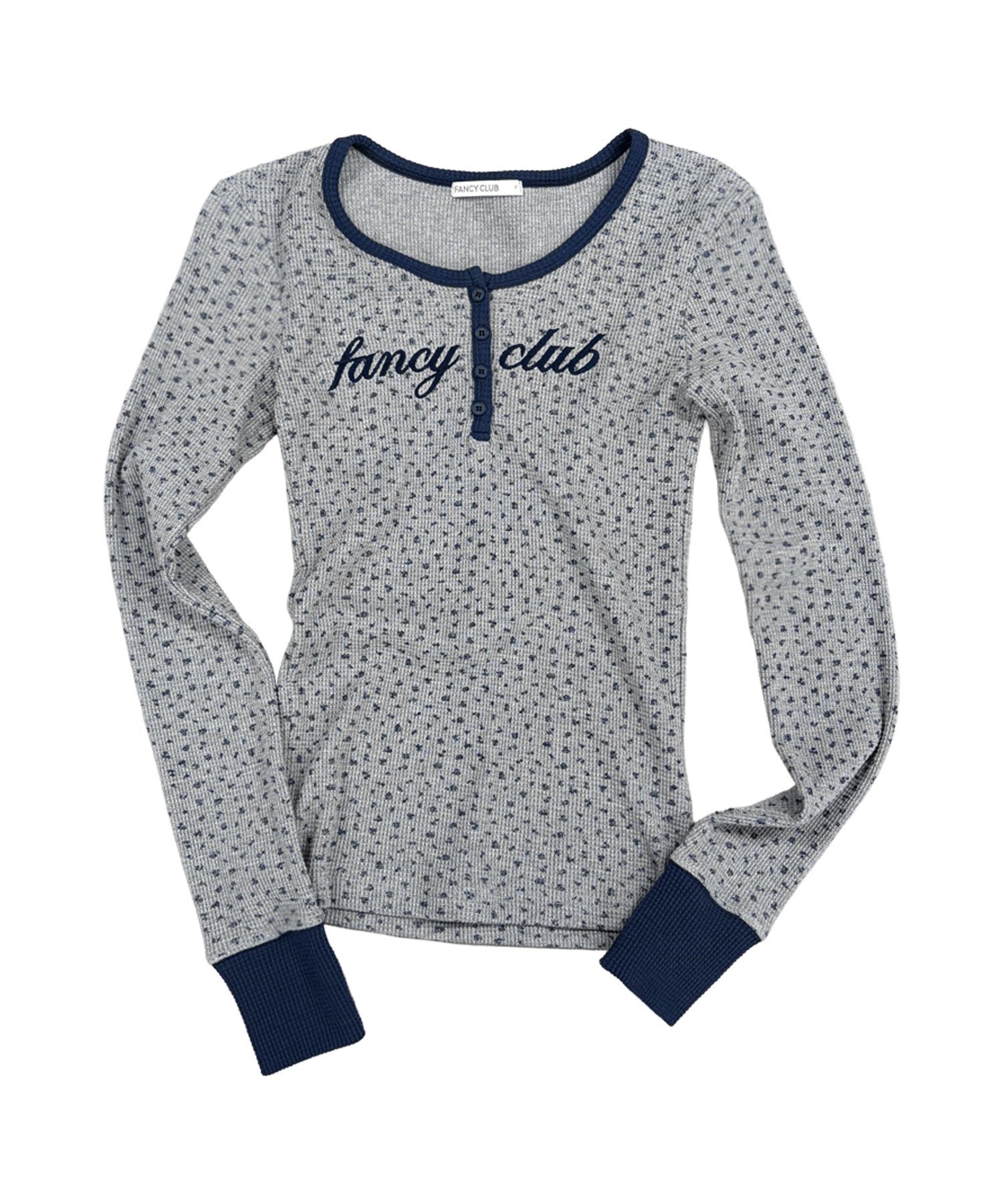 FANCY CLUB 亨利領華夫格長袖上衣 (花卉) F26QB046FW