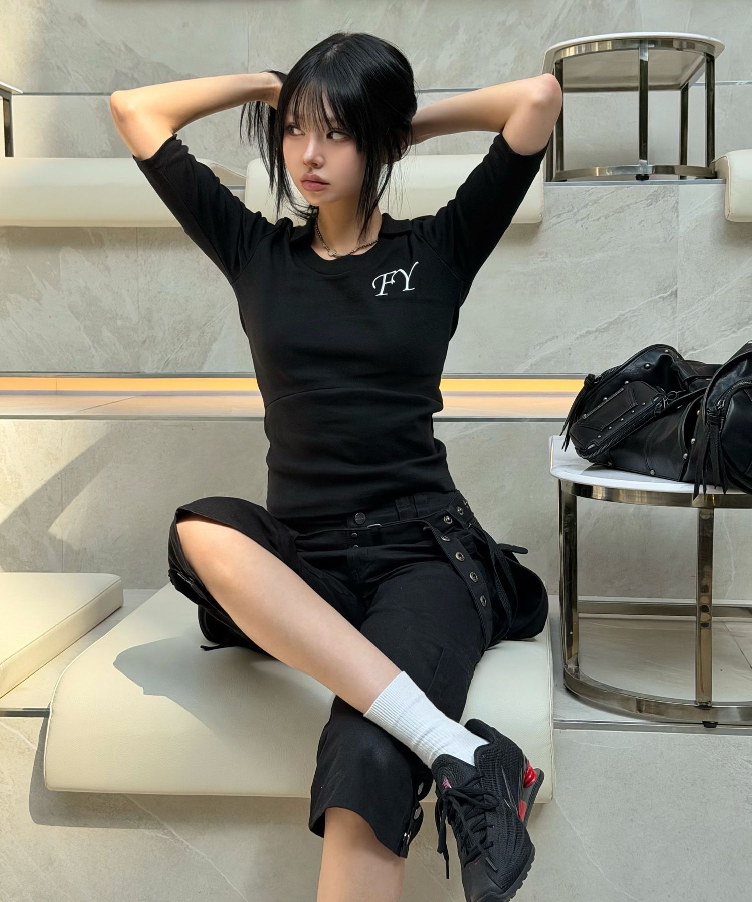 FANCY CLUB 軟質翻領上衣 F26QB045BK