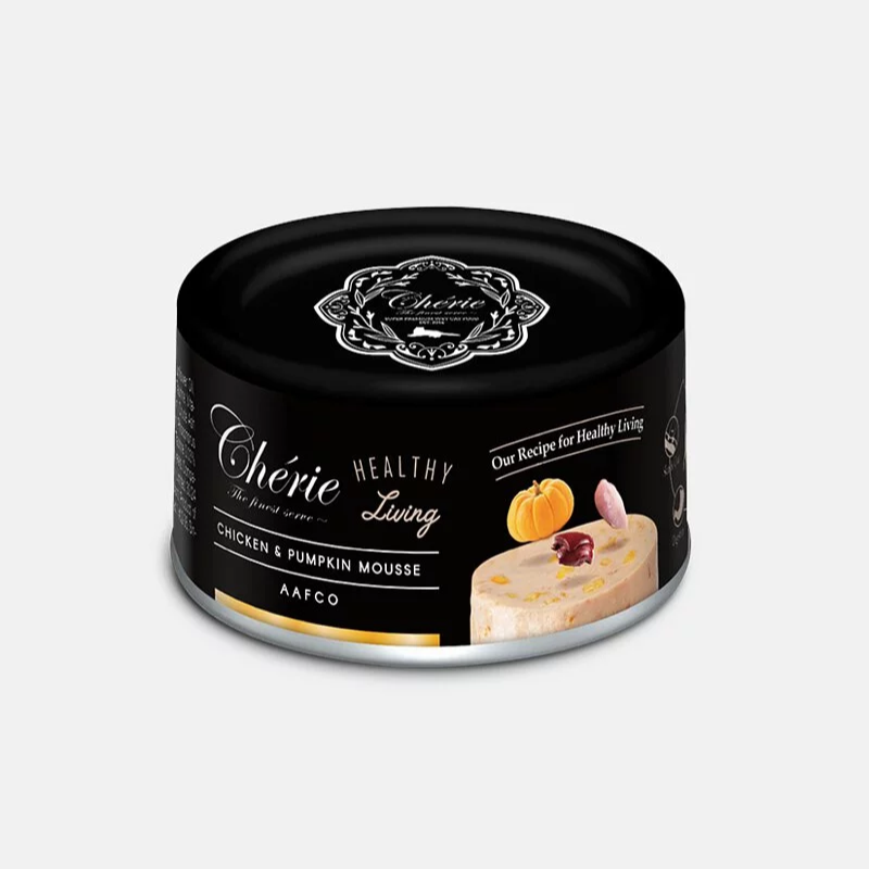 Cherie 法麗 - 全照護低磷低鈉Mousse主食罐系列 - 雞肉南瓜 (黑黃) 80g