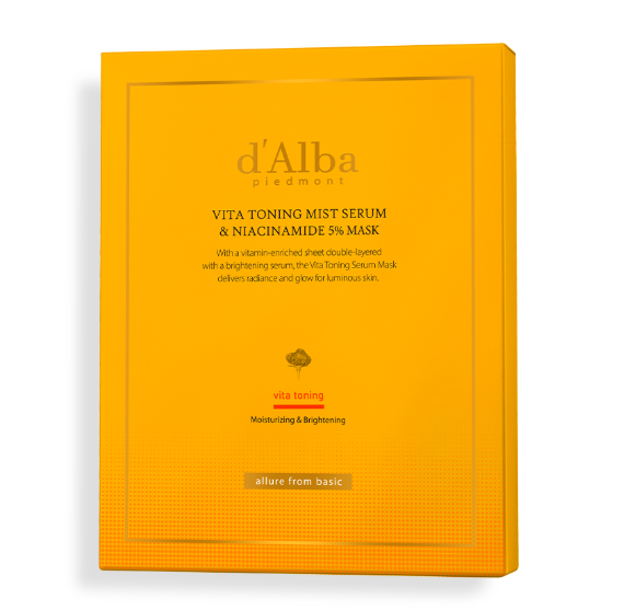 【入LIVECODE享直播限定最抵價！】【d'Alba品牌方邀請✨弘大封館 X 超正獨家優惠】d'Alba Vita Toning Mist Serum & Niacinamide 5% Mask 濃縮精華液面膜 (4EA)