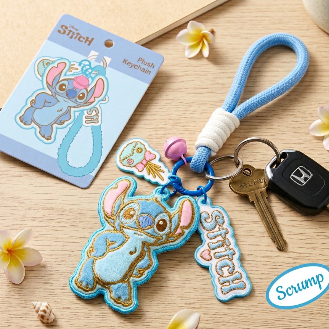 Disney Stitch|Embroidered Plush keychain