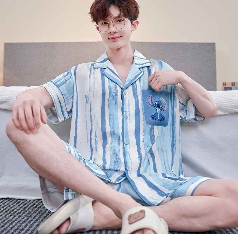 【史迪奇】藍調條紋睡衣套裝